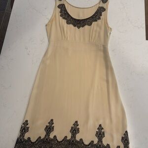 Vintage cream with black lace silk slip dress. Large. Darling. Barely worn.